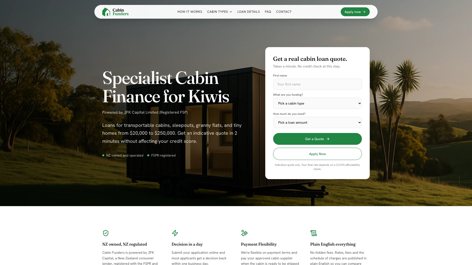 Cabin Funders: instant loan estimates that turn browsers into enquiries case study
