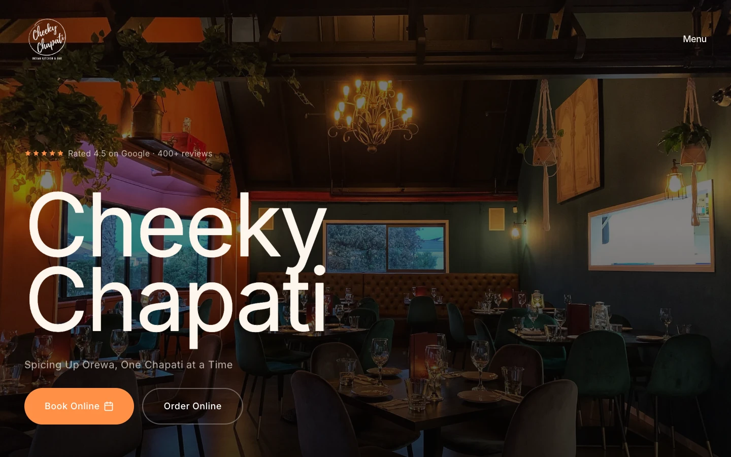 Cheeky Chapati: a restaurant site built for bookings and takeaway case study