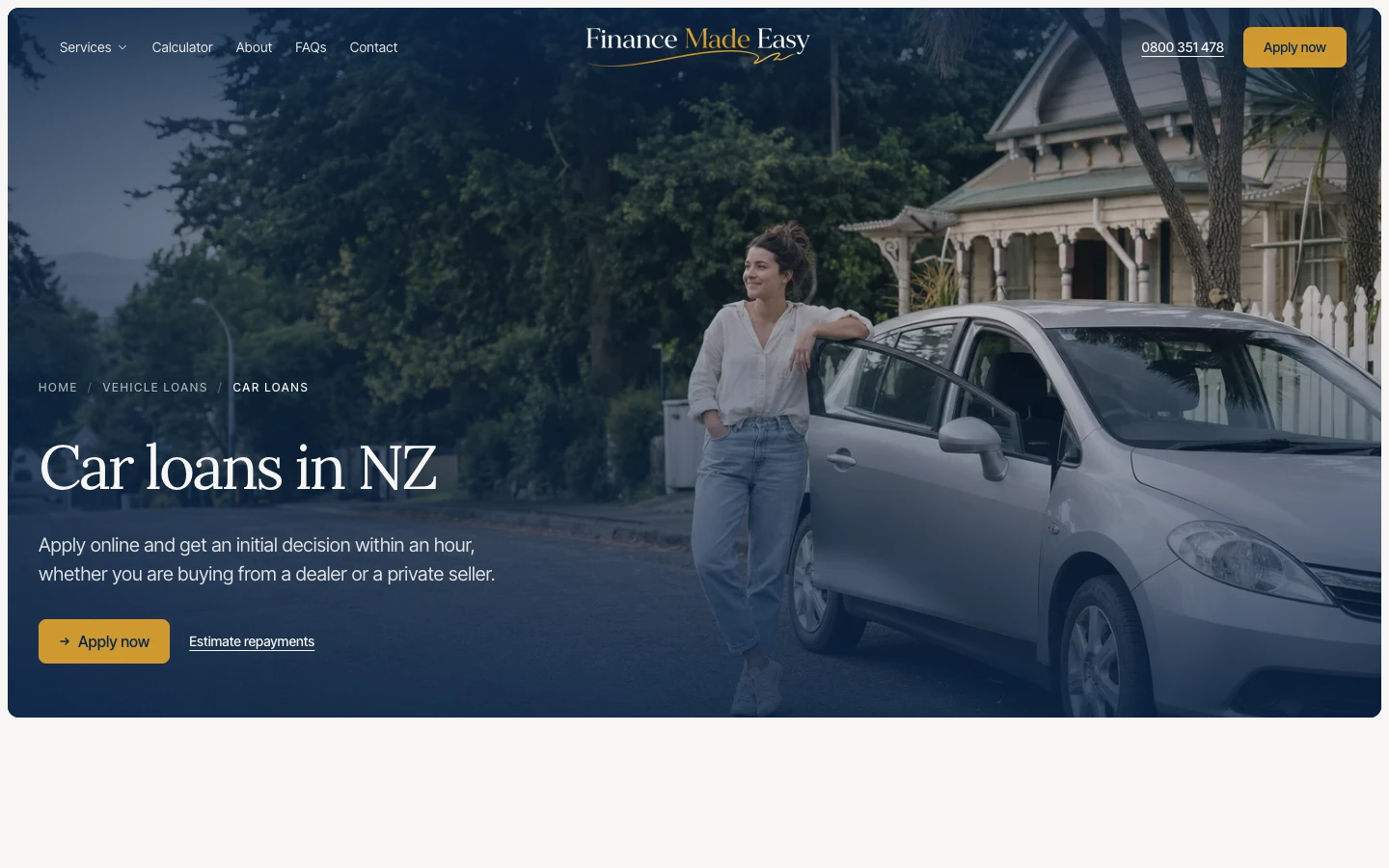 Finance Made Easy: vehicle and personal loans, applied for online website screenshot 2