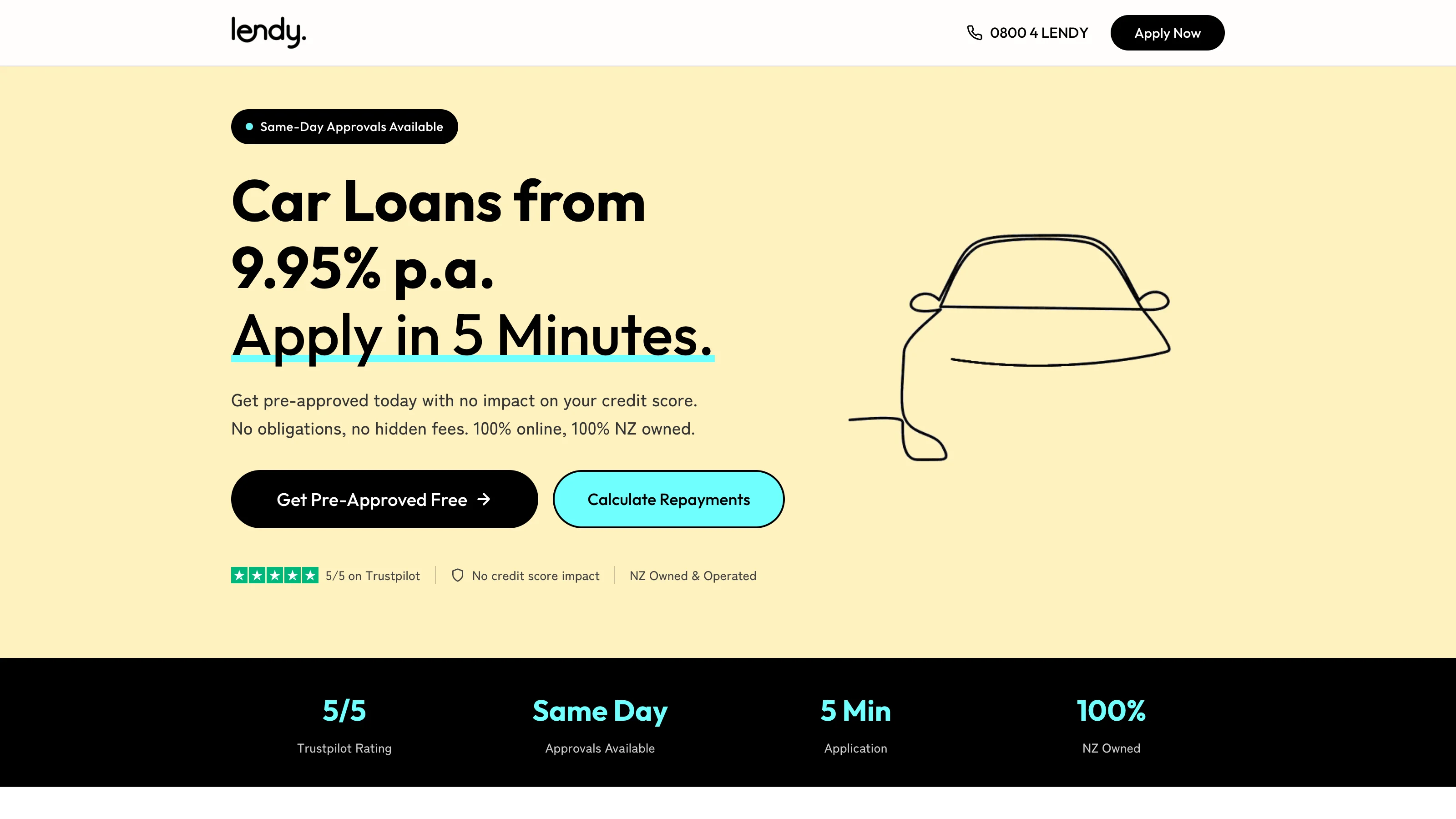 Lendy: a landing page for every loan product