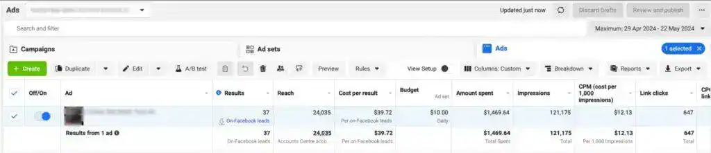 Solo real estate agent: seller leads at $39.72 case study