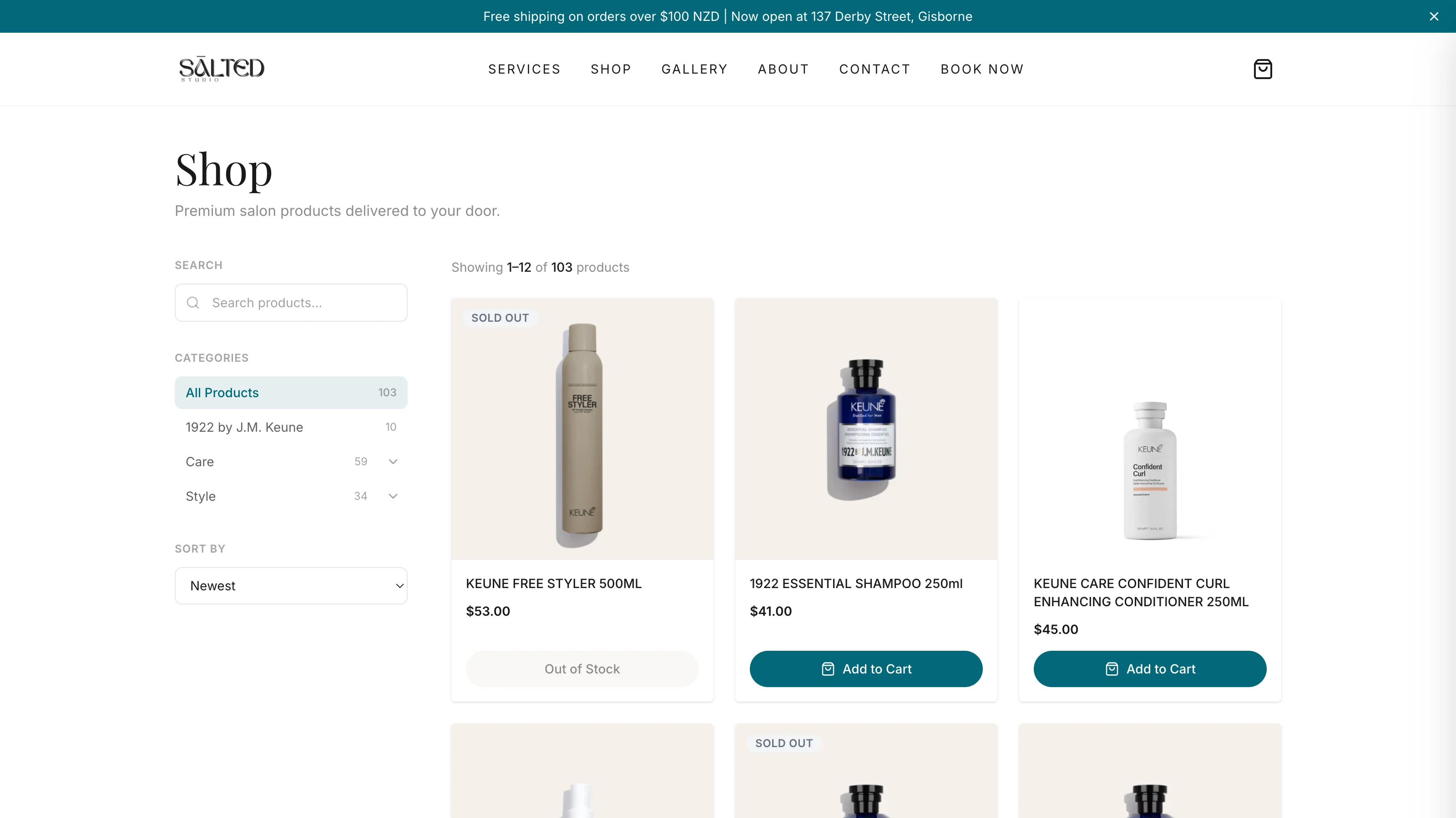 Salted Studio: booking a cut and buying haircare, kept separate case study