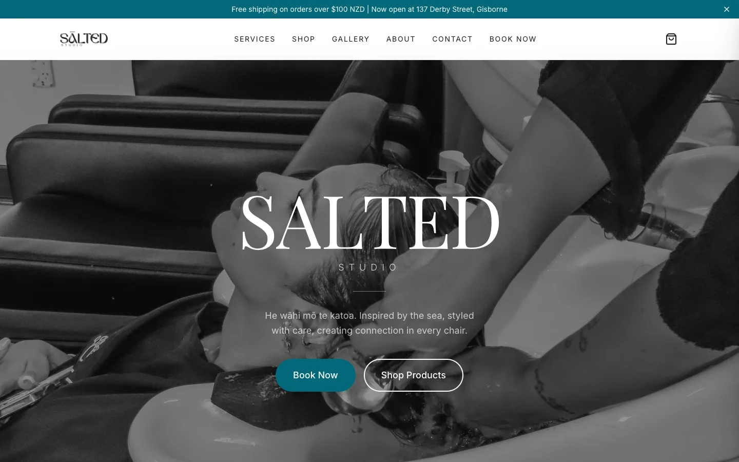 Salted Studio: booking a cut and buying haircare, kept separate case study
