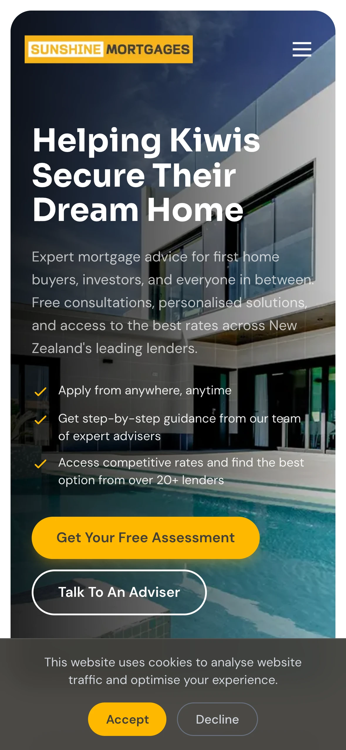 Sunshine Mortgages: genuinely bilingual, not just translated mobile screenshot 2