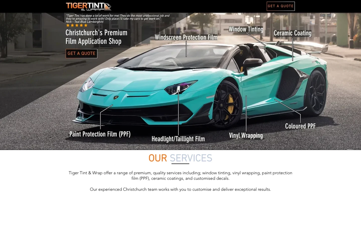 Tiger Tint & Wrap: 323 enquiries in four months, previous site